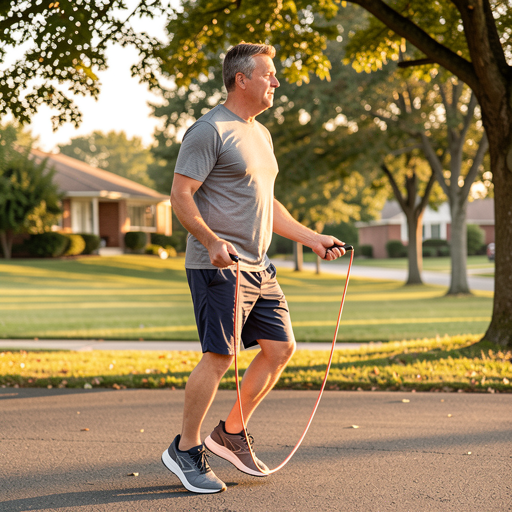 man jumping rope park