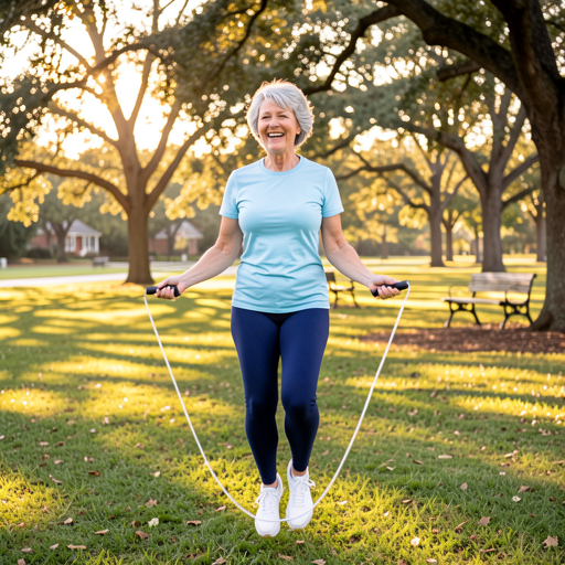 woman jumping rope park