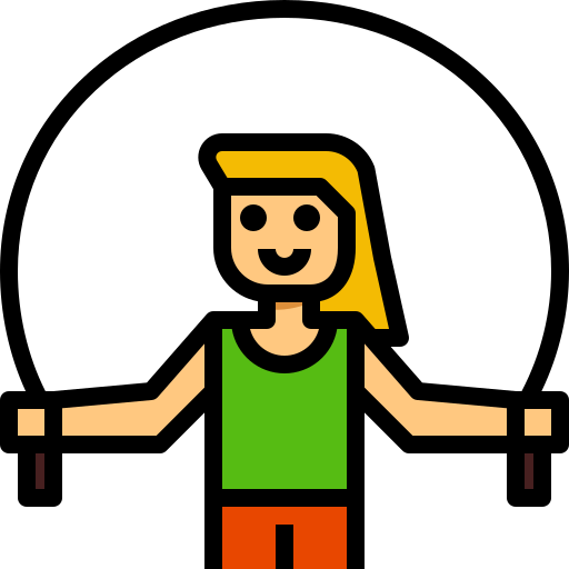 happy woman jumping rope