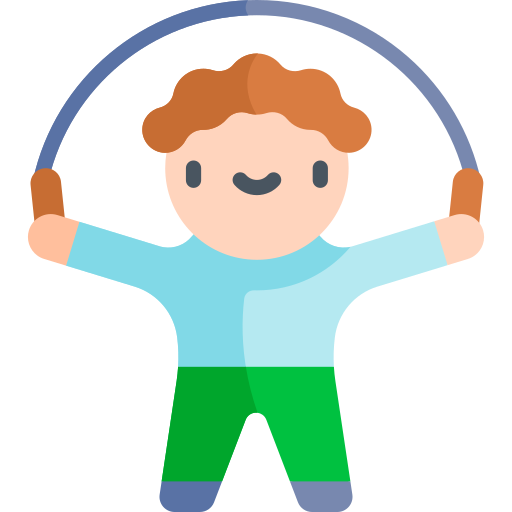man jumping rope with arms wide